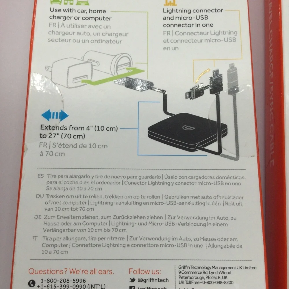 - Griffin 2 - in - 1 travel charge cable. New 3pk